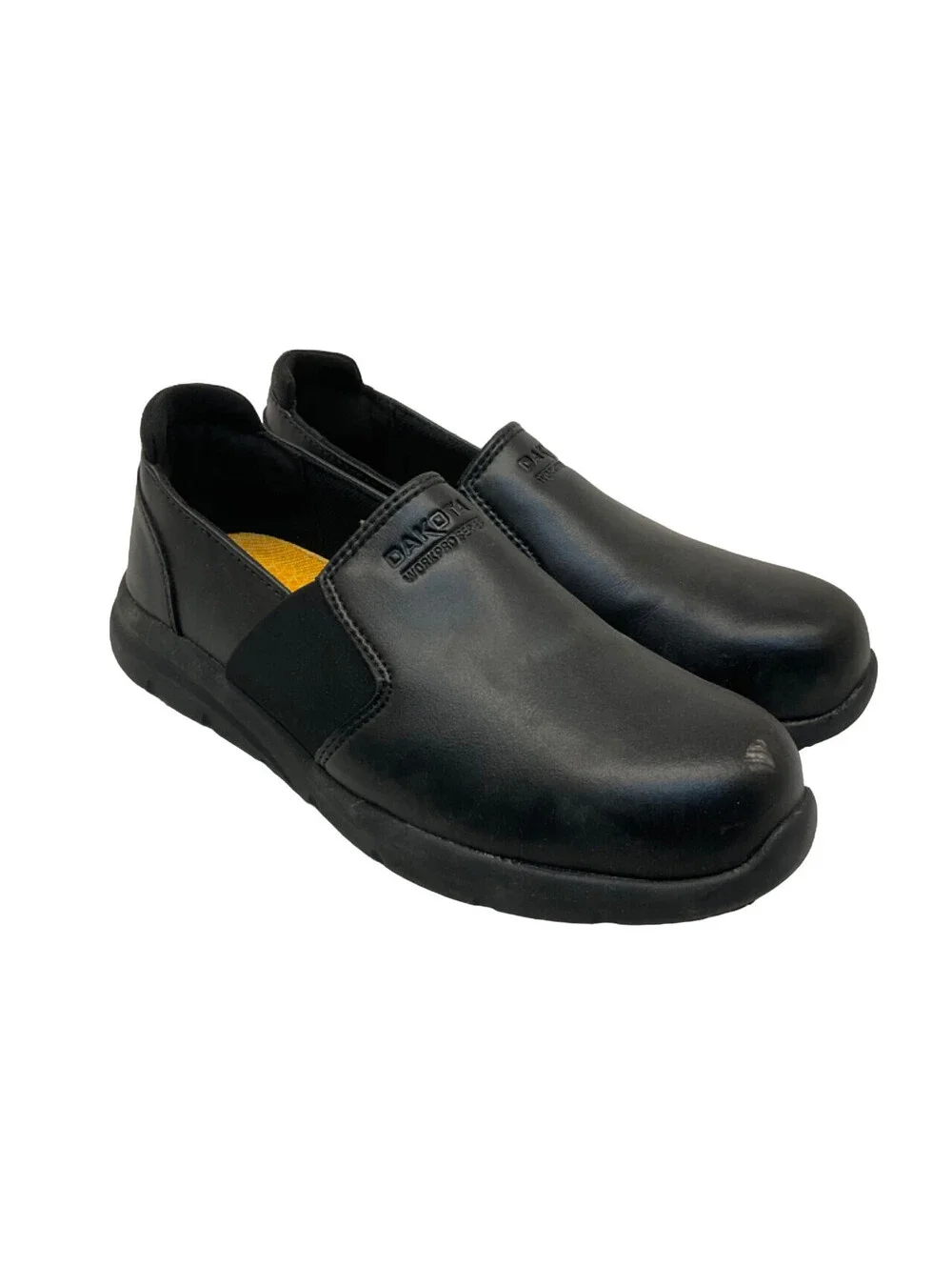 DAKOTA Women's Oxford Slip-On Steel Toe Safety Work Shoes 3107 Black Size 7.5M